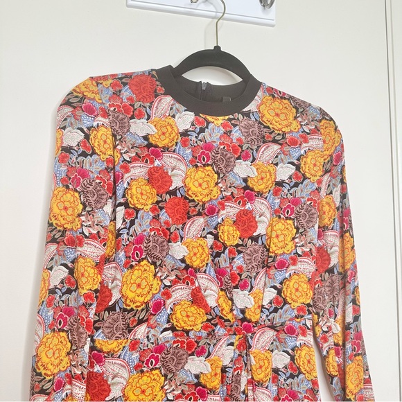 Zara Floral Long Sleeve Faux Wrap Skirt Mini Dress - Picture 3 of 8